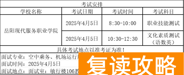2025年岳阳现代服务职业学院单招二志愿考试通知